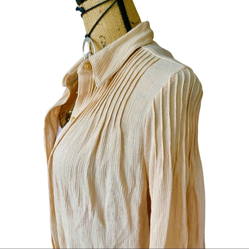 EXPRESS Long Sleeve pintuck pleats on Shoulder & Corsage SIZE LARGE cream tone - Picture 6 of 14